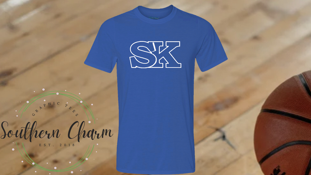 SK Logo on BLUE SHORT SLEEVE DRI FIT Tee
