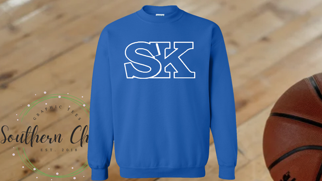 SK Logo on BLUE LONG SLEEVE SWEATSHIRT